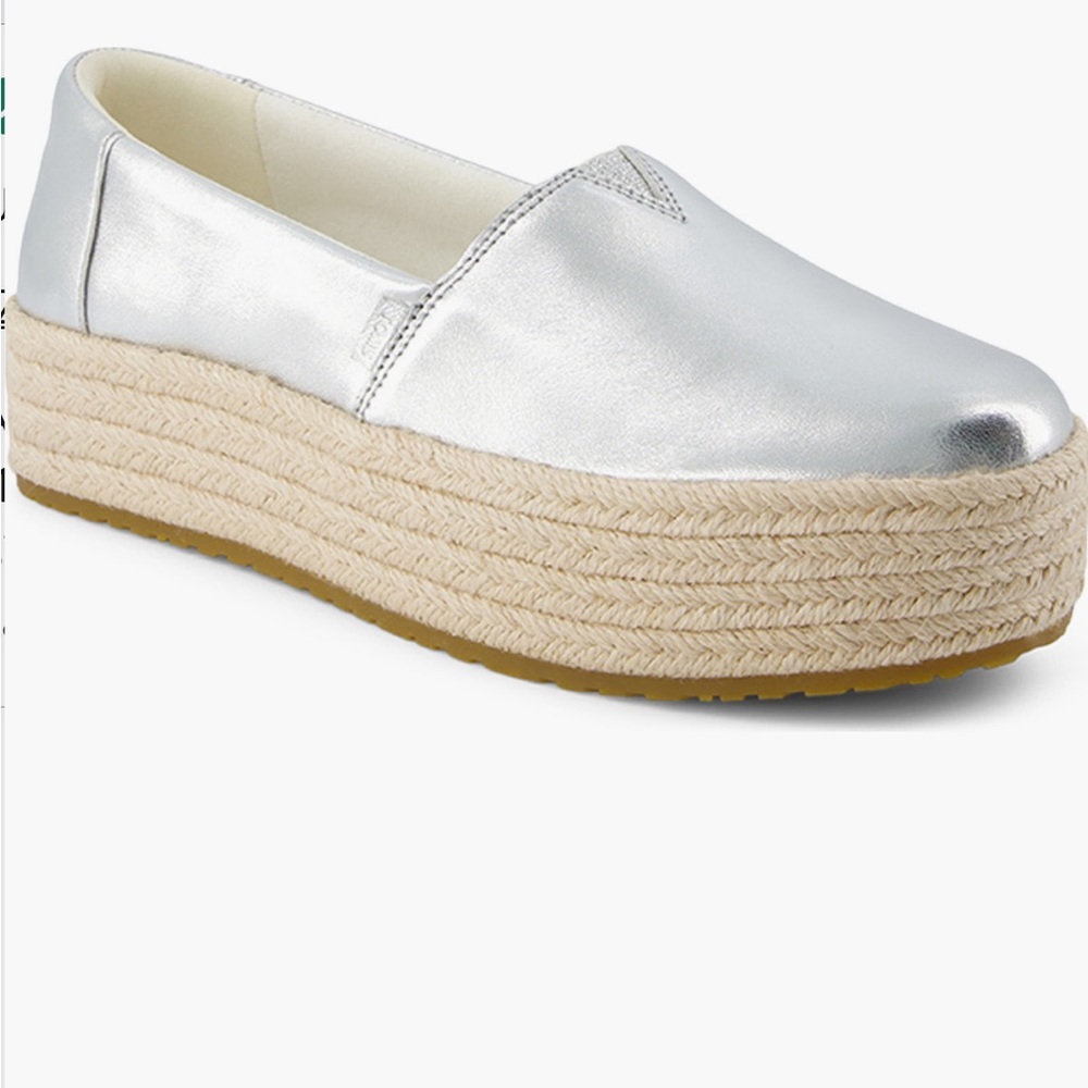 Silver Platform Espadrille Loafers - Picture 2 of 6